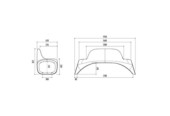 Dimensions du banc urbain design en plastique Dimensions du banc urbain design en plastique