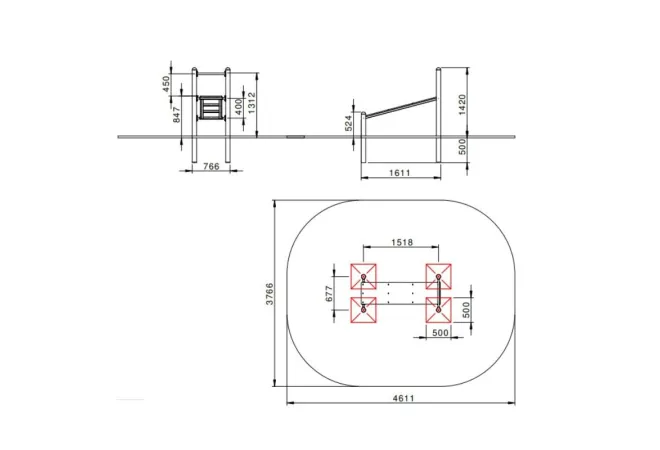 Dimensions de l'agrès sportif pouir abdominaux Dimensions de l'agrès sportif pouir abdominaux