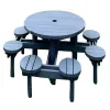 Table de pique-nique ronde en bois avec sièges intégrés Table de pique-nique ronde en bois avec sièges intégrés