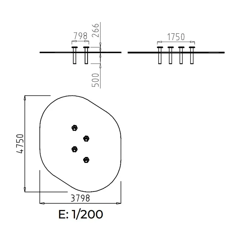 Schéma technique du module de 4 plots d'équilibre pour enfants Schéma technique du module de 4 plots d'équilibre pour enfants