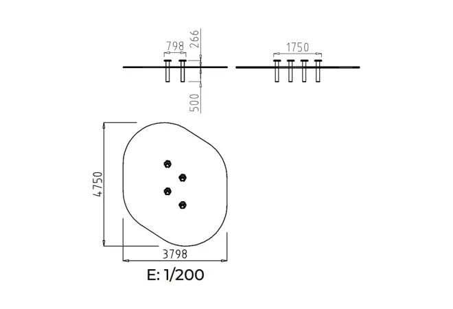 Schéma technique du module de 4 plots d'équilibre pour enfants Schéma technique du module de 4 plots d'équilibre pour enfants