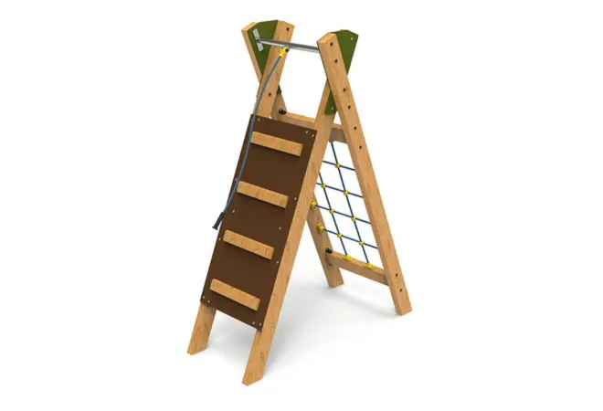 Mur d'escalade avec filet pour aires de jeux extérieur