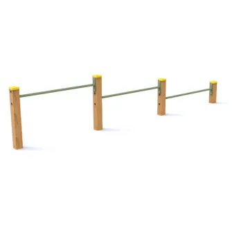 Barres de pompes en bois à 3 niveaux pour aire de jeux extérieur