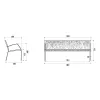 Dimensions du banc urbain en acier et fonte