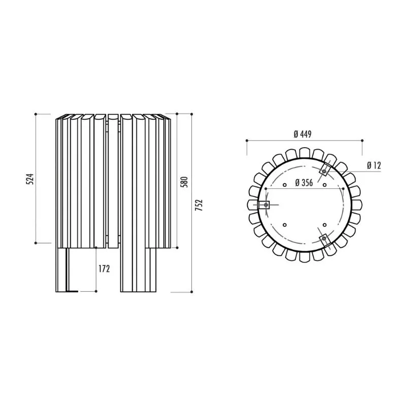 Dimensions de la poubelle en bois