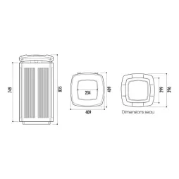 Dimensions de la poubelle publique en plastique