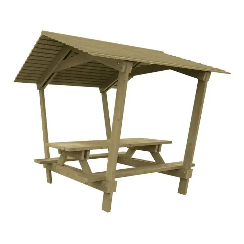 Table pique-nique avec toit en bois Table pique-nique avec toit en bois