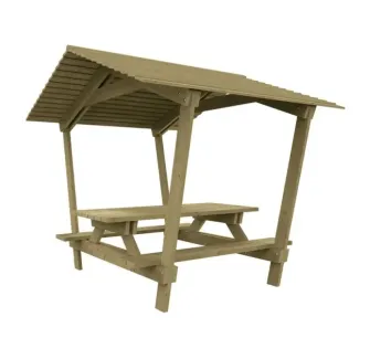 Table pique-nique avec toit en bois