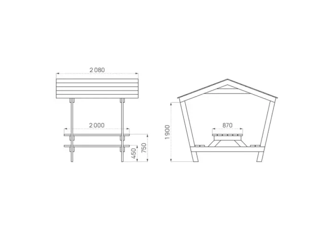 Dimensions de la table pique-nique en bois avec toit Dimensions de la table pique-nique en bois avec toit