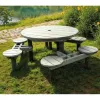 Table pique-nique ronde en bois dans un parc public