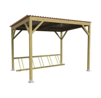 Abri à vélos en bois avec rack