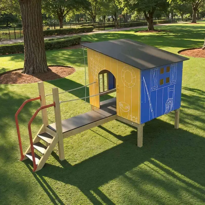Maisonnette structure de jeu dans un jardin d'enfants