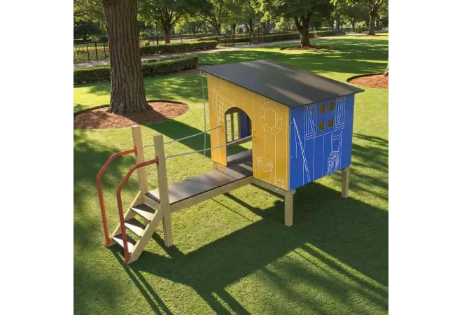 Maisonnette structure de jeu dans un jardin d'enfants