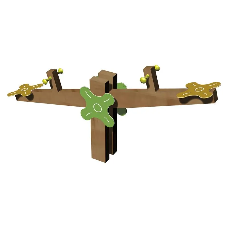 Balançoire en bois horizontale de 2 m de long avec décoration bouton d'or Balançoire en bois horizontale de 2 m de long avec décoration bouton d'or