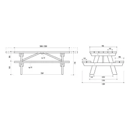 Dilensions des 2 versions de la table en bois pique-nique Dilensions des 2 versions de la table en bois pique-nique