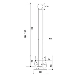 Dimensions complètes du potelet urbaine en acier tête boule Dimensions complètes du potelet urbaine en acier tête boule