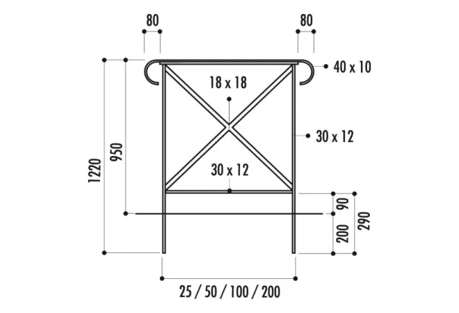 Dimensions de la barrière urbaine en acier