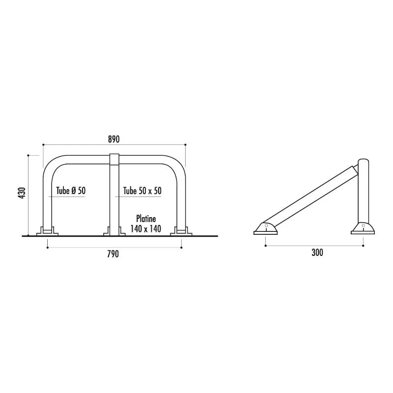 Dimensions de l'arceau pour place de parking