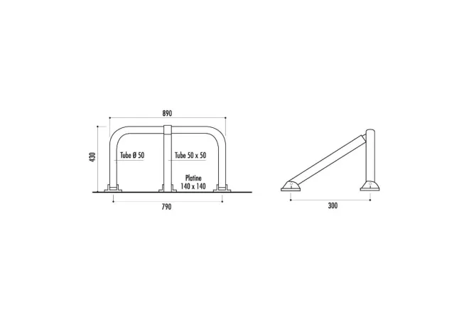 Dimensions de l'arceau pour place de parking