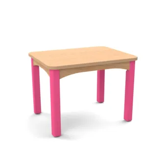 Table d'école maternelle plateau verni et pieds coloris framboise