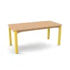Table d'école maternelle plateau rectangle verni et piétement jaune Table d'école maternelle plateau rectangle verni et piétement jaune