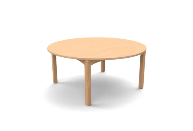 Table d'école ronde finition hêtre verni Table d'école ronde finition hêtre verni