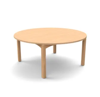 Table d'école ronde finition hêtre verni