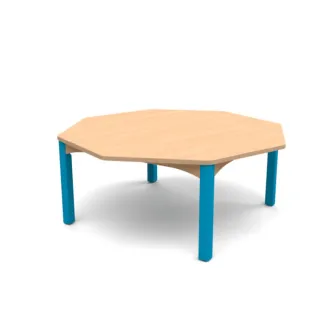 Table d'école octogonale avec piétement bleu
