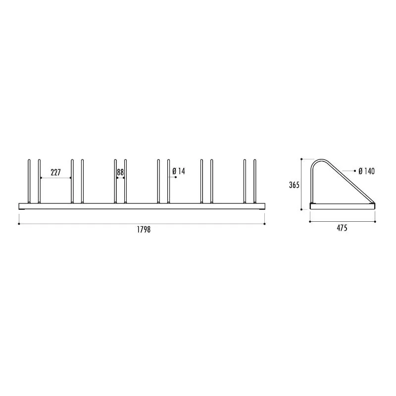 Dimensions du rack pour vélos