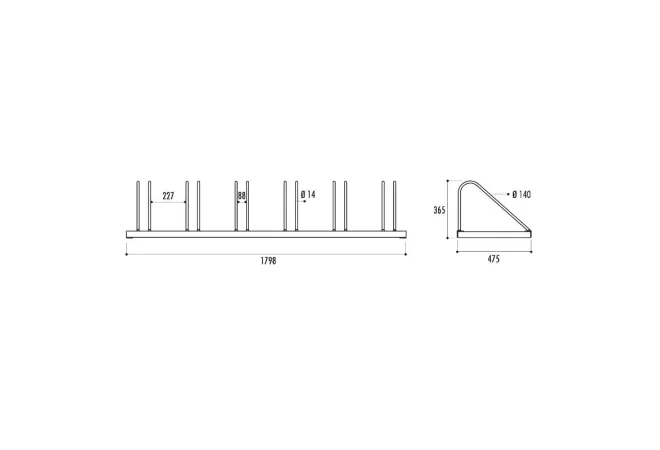 Dimensions du rack pour vélos