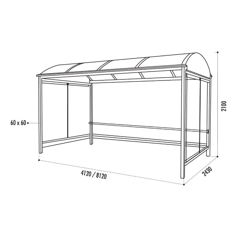Dimensions complètes de l'abri 2 roues Crémone