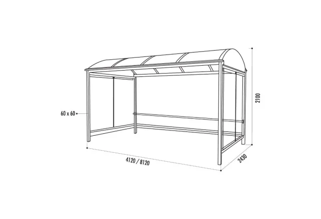 Dimensions complètes de l'abri 2 roues Crémone