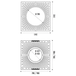 Dimensions des différents modèles de grilles d'arbre Dimensions des différents modèles de grilles d'arbre