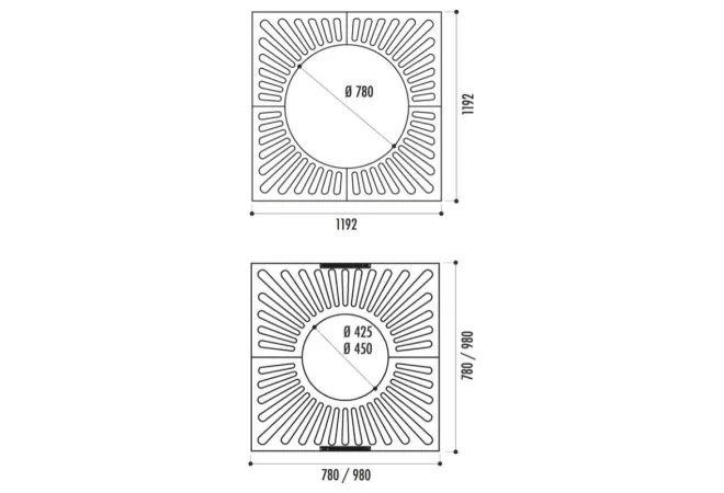 Dimensions des différents modèles de grilles d'arbre Dimensions des différents modèles de grilles d'arbre