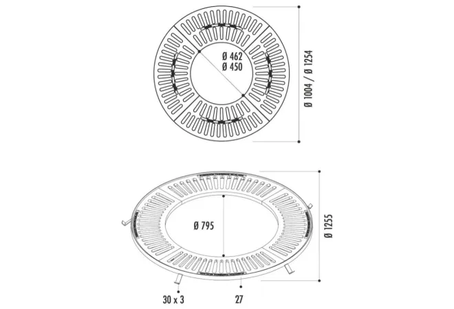 Dimensions des différentes grilles d'entourage d'arbre