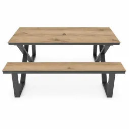 Table pique-nique en HPL à dégagement latéral - Table extérieure