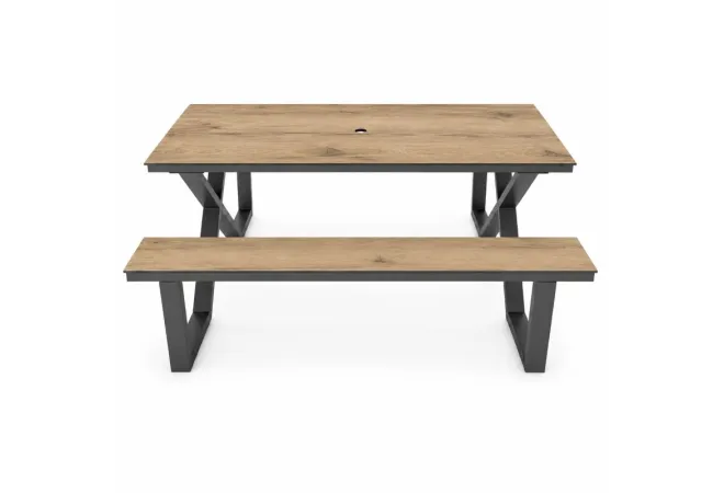 Table pique-nique en HPL à dégagement latéral - Table extérieure
