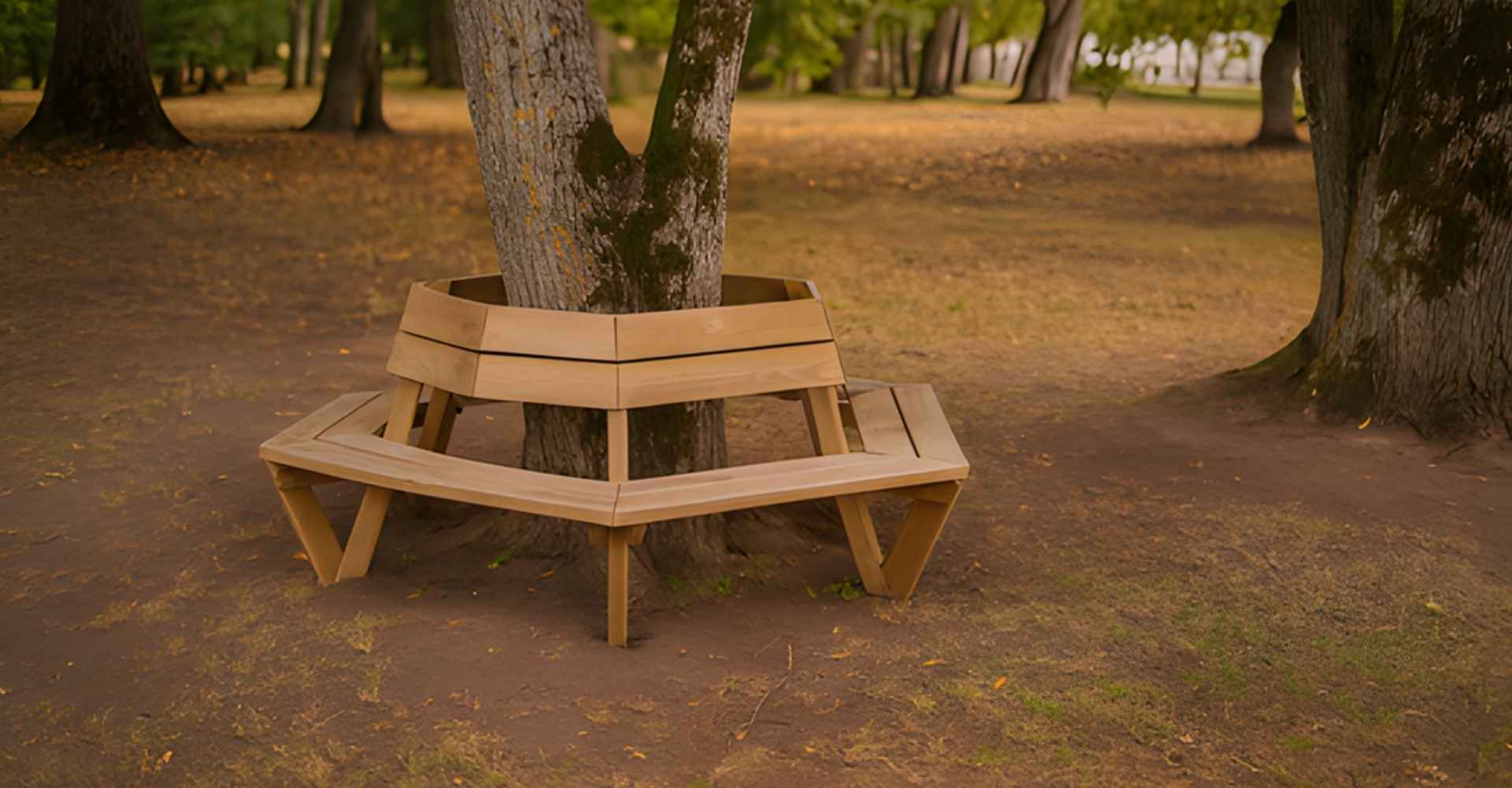 banc entourage d'arbre en bois