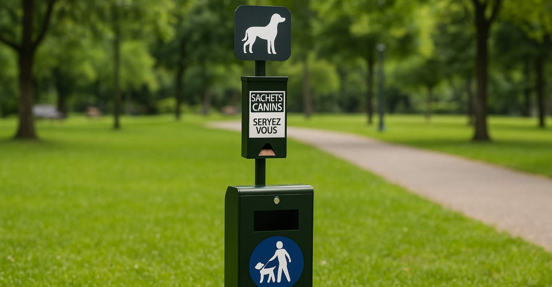 borne hygiène canine dans un parc urbain