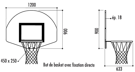 dimension panier basket mural leader equipements