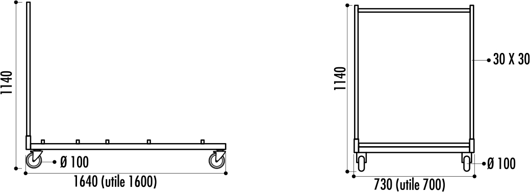 dimensions du chariot de transport pour tables pliantes - leader équipements