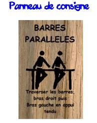 Panneau de consigne de l'exercice - des barres parallèles en bois - parcours du combattant - Leader Equipements
