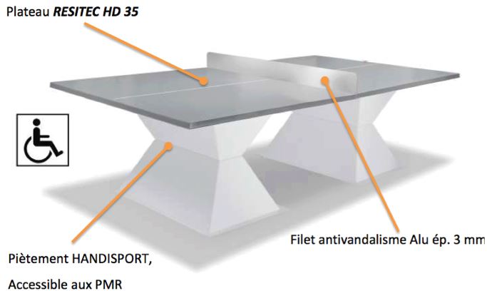 Table de ping pong en matériaux composites, table de ping-pong extérieur